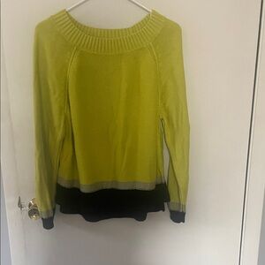 Ellen Tracy Lime and Black Crew Neck Sweater